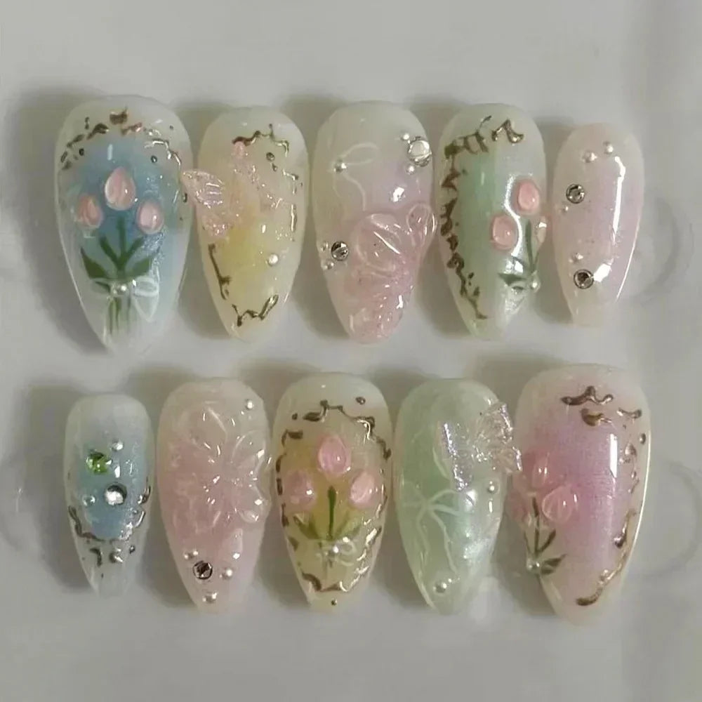 Pink Butterfly Ballet Press-On Nails