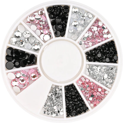 1Box Mixed Acrylic Gems Nail Rhinestones 3D Metal Alloy Nail Charms Flat Jewelry Decoration DIY Manicure Accessory DIY Stones*5H