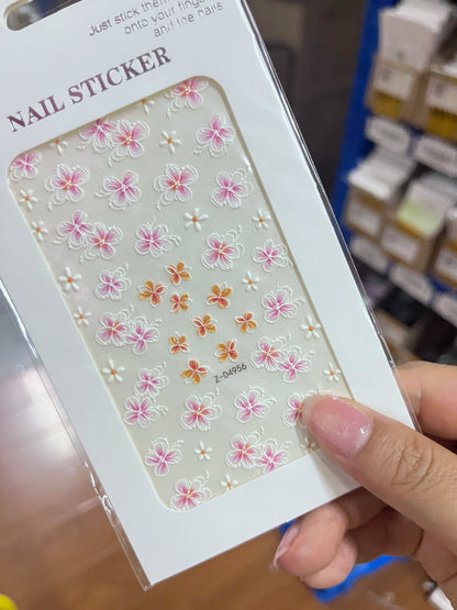 1pc 5D Embossed Flowers leaves Design Nail Art Stickers,Nails Art Decals Self Adhesive Nail Sticker Supplies for Women and Girls
