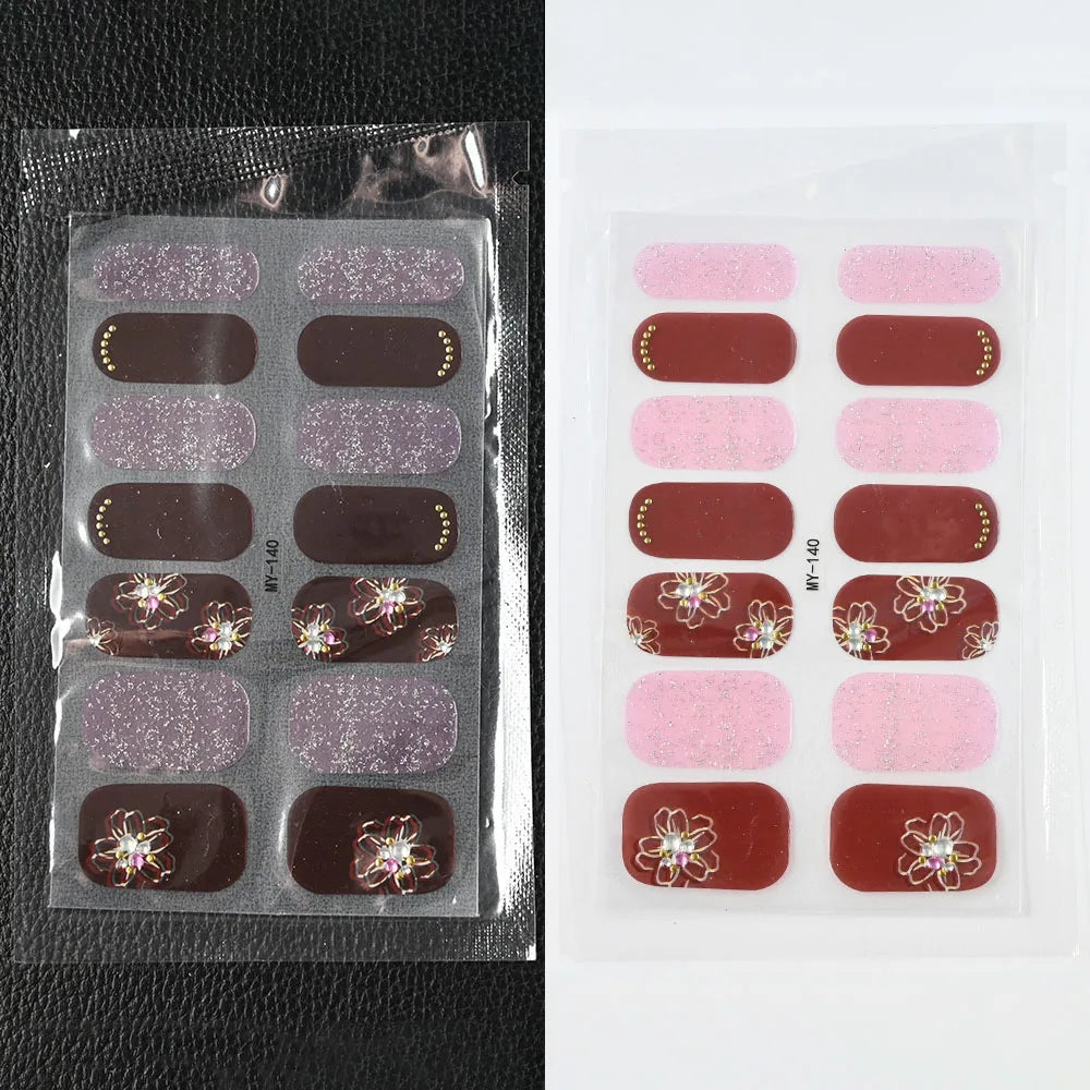 59 Style of Nail Stickers 1Sheet Rhinestones Fashion Nail Wraps Self Adhesive Manicure Decoracion DIY Full Cover Nail Sticker#5-
