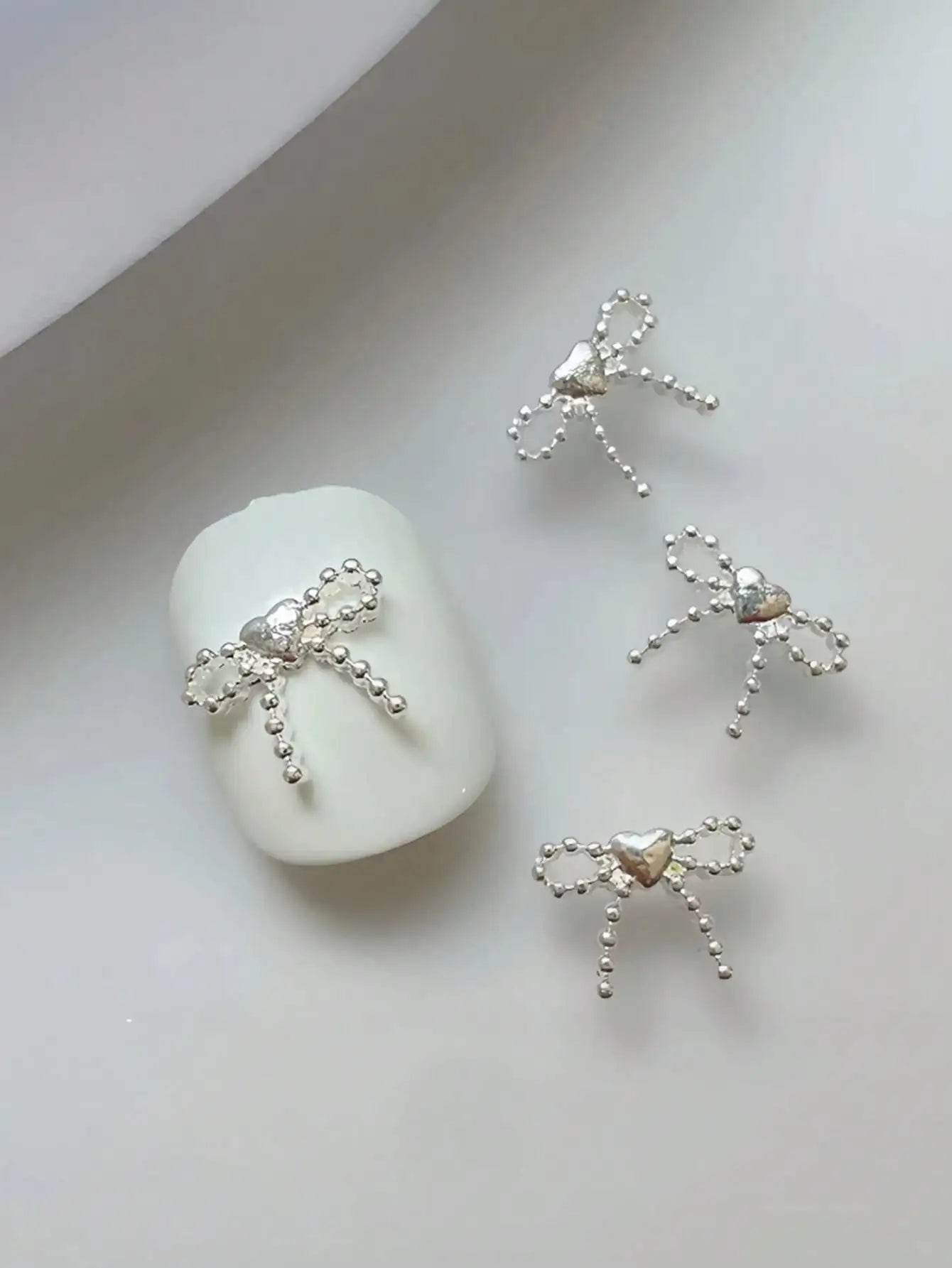 3D Bow Heart Nail Charms 10pc