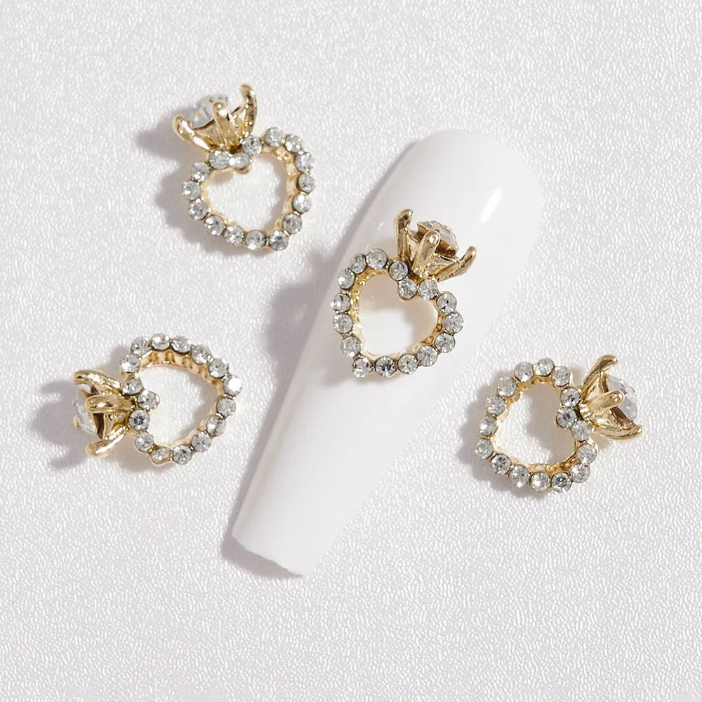 10pcs French Court  Luxury Alloy Nail Art Charm 3D Zircon Crystal  Pearl Nail Decoration Fashion Baroque Nail Parts 10*11mm