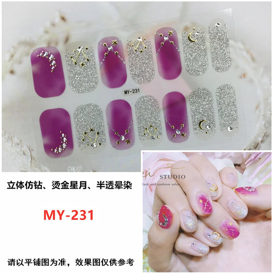 59 Style of Nail Stickers 1Sheet Rhinestones Fashion Nail Wraps Self Adhesive Manicure Decoracion DIY Full Cover Nail Sticker#5-
