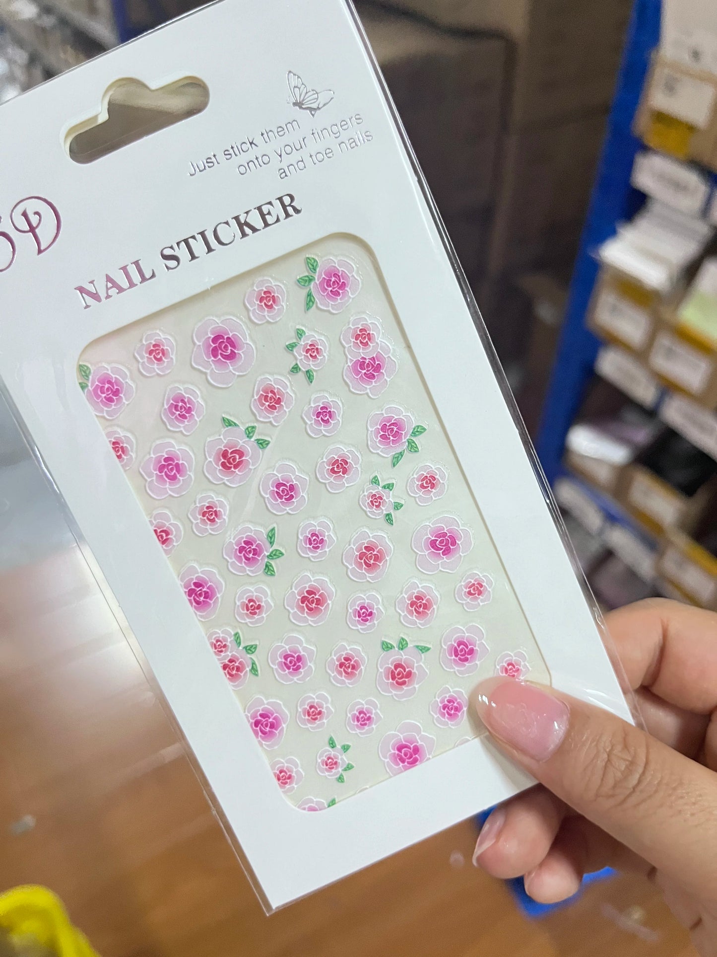 1pc 5D Embossed Flowers leaves Design Nail Art Stickers,Nails Art Decals Self Adhesive Nail Sticker Supplies for Women and Girls