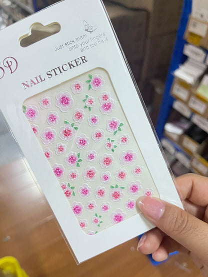 1pc 5D Embossed Flowers leaves Design Nail Art Stickers,Nails Art Decals Self Adhesive Nail Sticker Supplies for Women and Girls