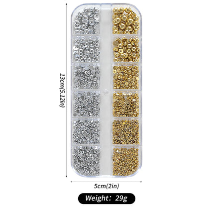Gold Silver Pearl Caviar Nail Rhinestones