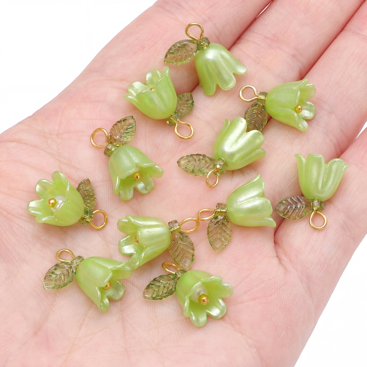 Lily Valley Flower Bud Acrylic Beads