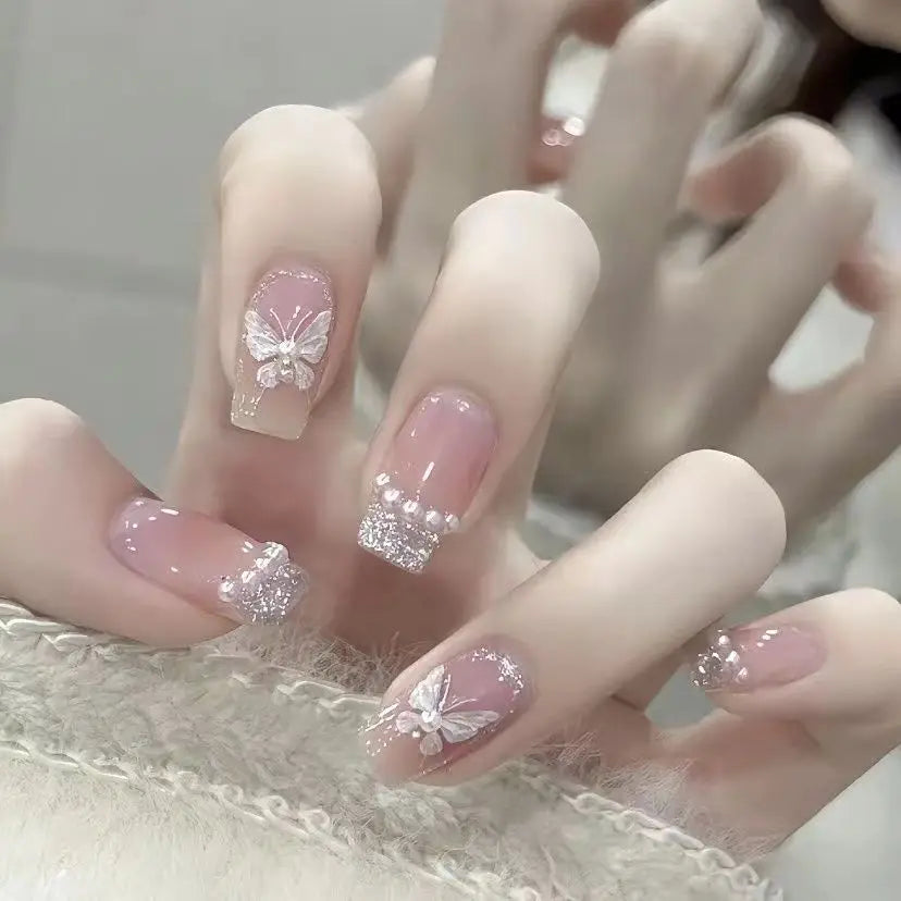 Black Bow Ballerina Press-On Nails