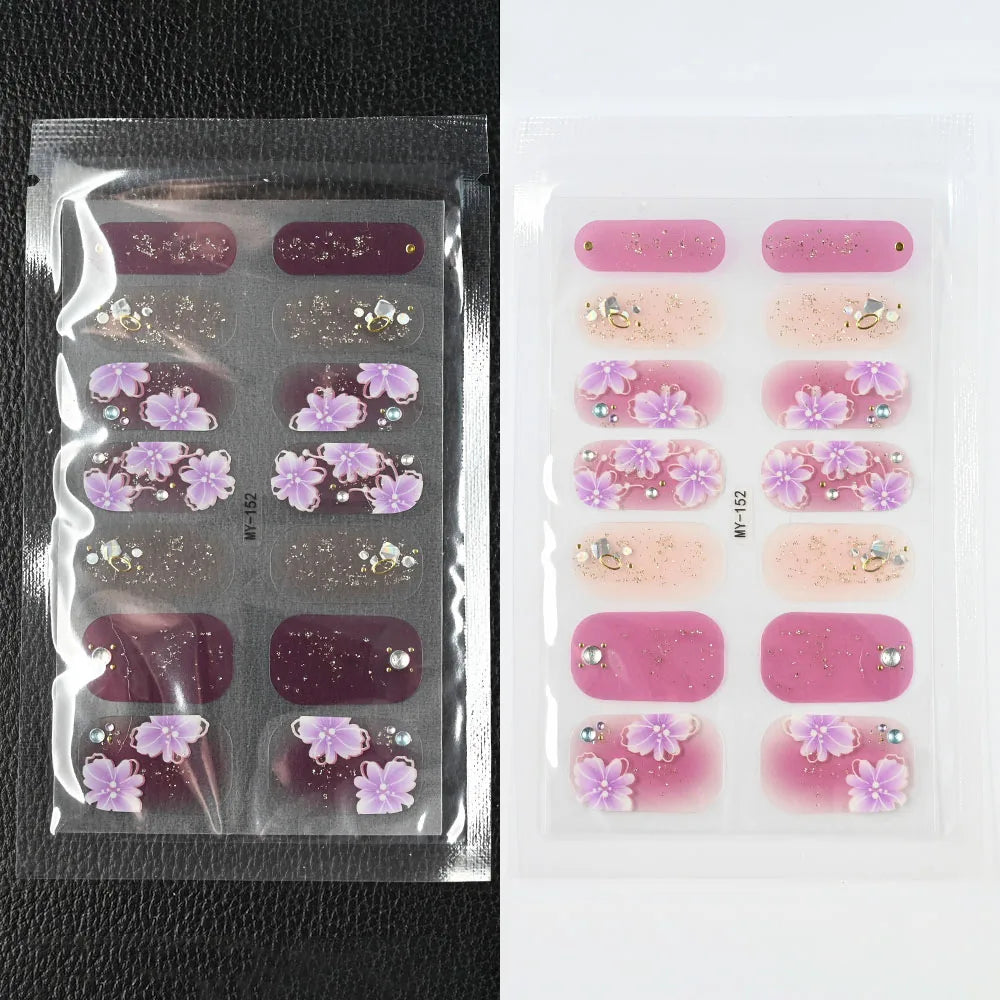 59 Style of Nail Stickers 1Sheet Rhinestones Fashion Nail Wraps Self Adhesive Manicure Decoracion DIY Full Cover Nail Sticker#5-