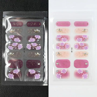59 Style of Nail Stickers 1Sheet Rhinestones Fashion Nail Wraps Self Adhesive Manicure Decoracion DIY Full Cover Nail Sticker#5-