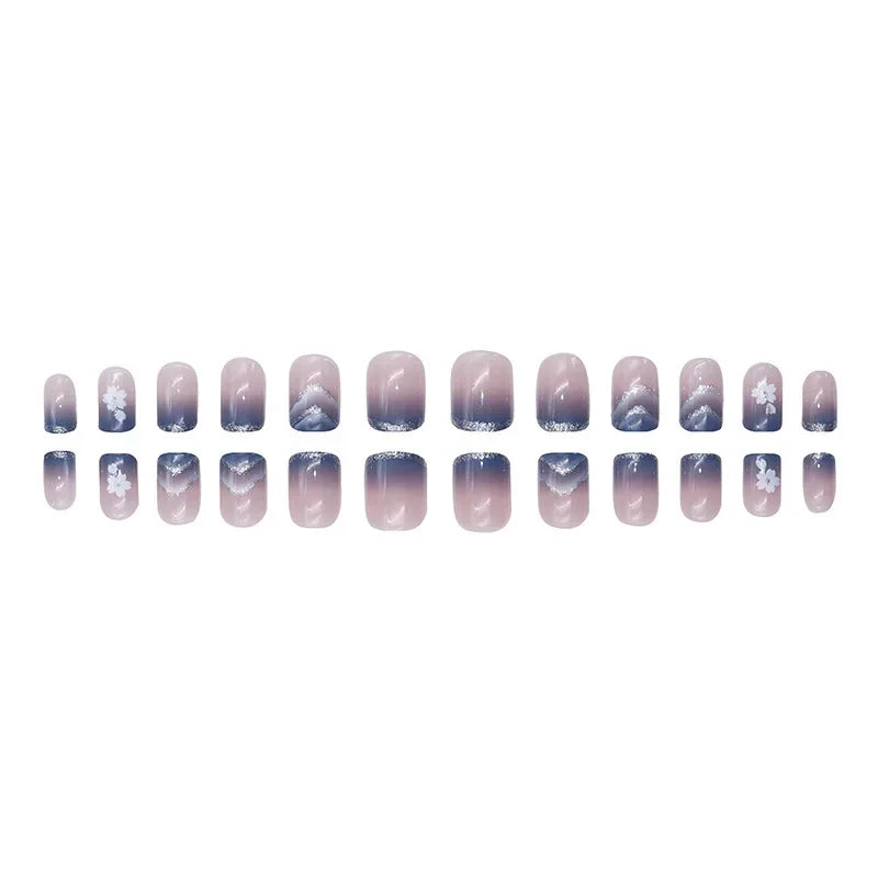 Pink Glitter Flower Press-On Nails
