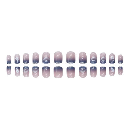 Pink Glitter Flower Press-On Nails