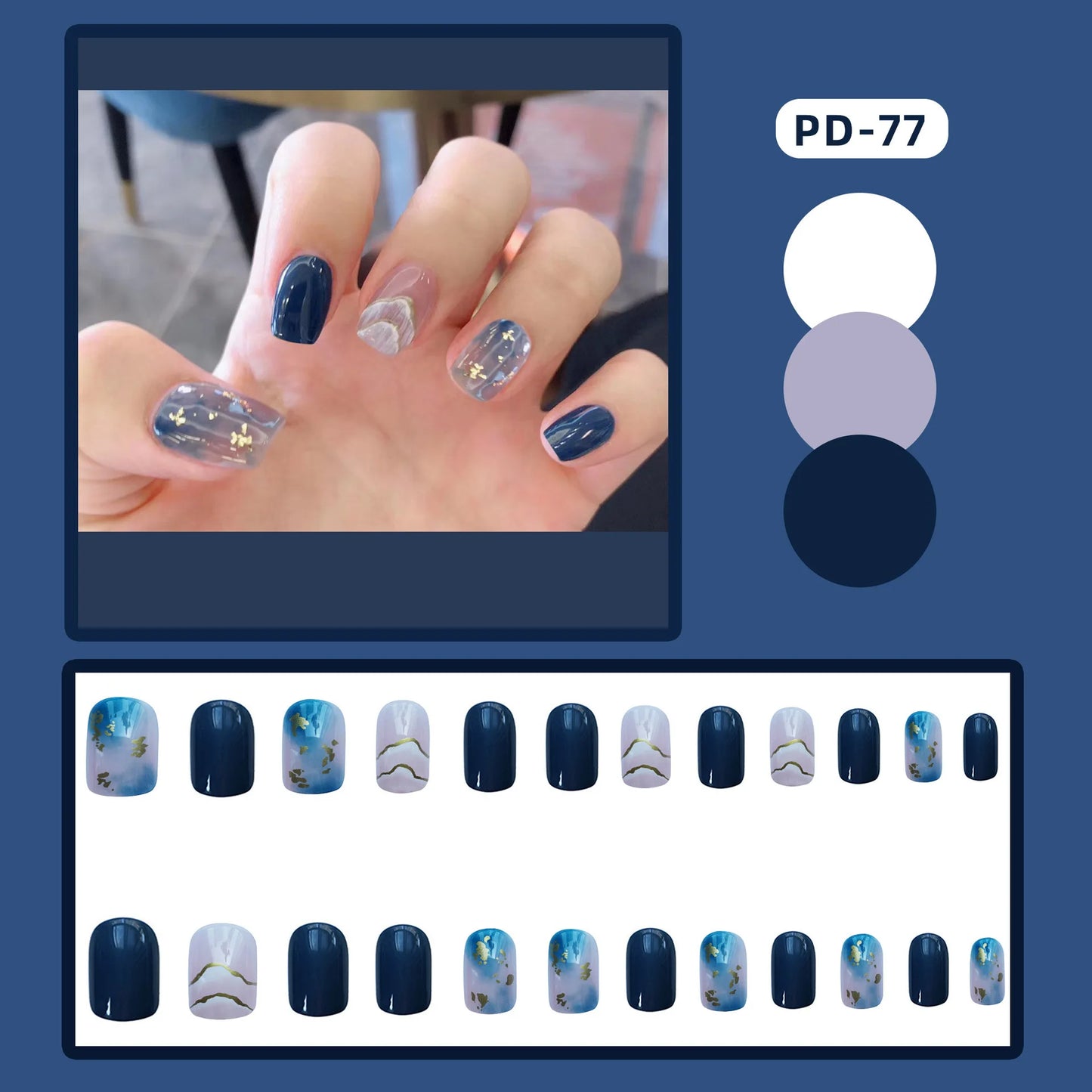 Ocean Star Moon Blue Press-On Nails