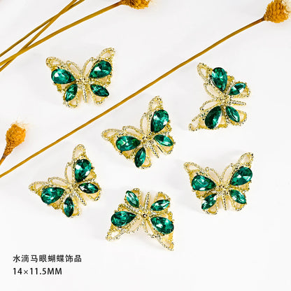 Pink Butterfly Zircon Nail Charms 10pc