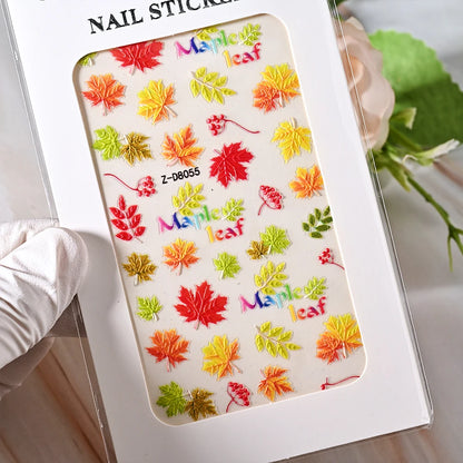 5D Sea Nail Art Stickers Embossed Self-Adhesive Ocean Beach Style Nail Slider Kawaii Starfish/Shell/Coral Reef Decor Nail Decals