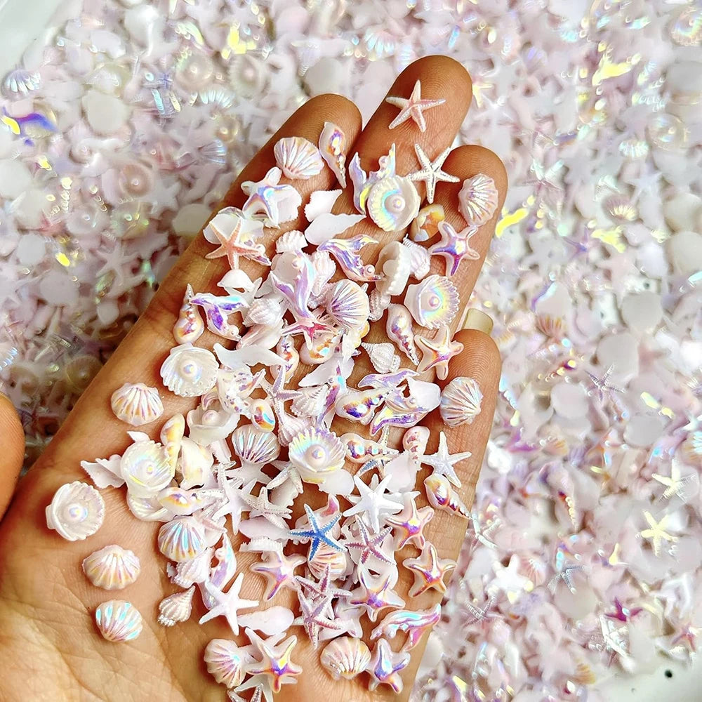 Ocean Theme Shell Starfish Nail Gems 50pc