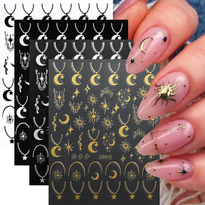 Metallic Nail Transfer Foils 10pc Mirror Gold Silver