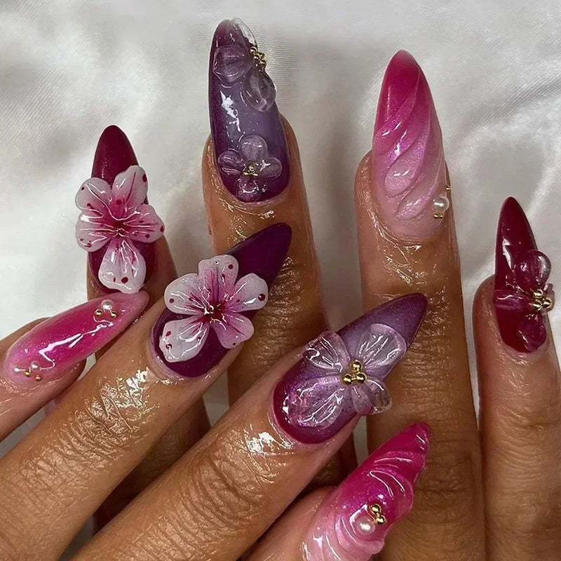 Pink Butterfly Ballet Press-On Nails