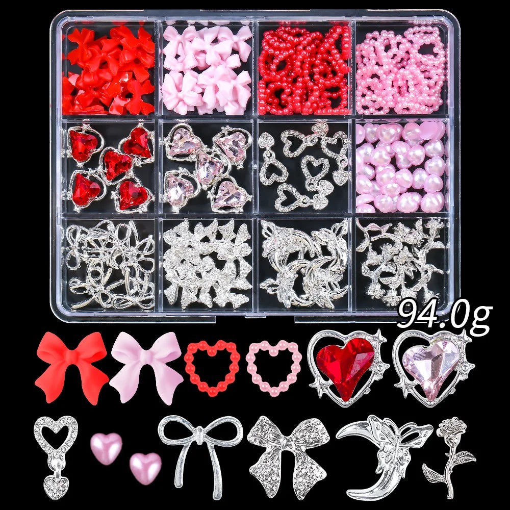Gold Bow Butterfly Metal Nail Charms 120pc