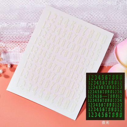 1 Sheet Arab Numbers Nail Art Sticker 3D Laser Self-Adhesive Manicure Decals Tips 8*10cm DIY Arabic Numerals Nail Decoration Par