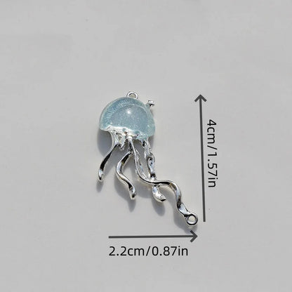 8pcs Cute Ocean Animals Enamel Mini Jellyfish Dangle Charm Beads for Making DIY Pendants Jewelry Accessories 40*22mm