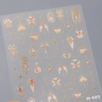 Colorful Floral Nail Art Sticker Summer Garden Motifs Juicy Flower Petals Dimensional Botanical Patterns Adhesive Manicure Decal