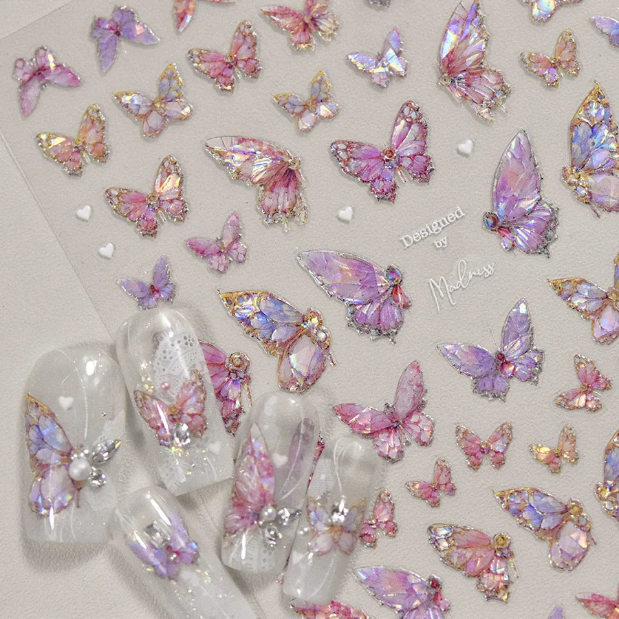 5D Butterfly Aurora Nail Stickers