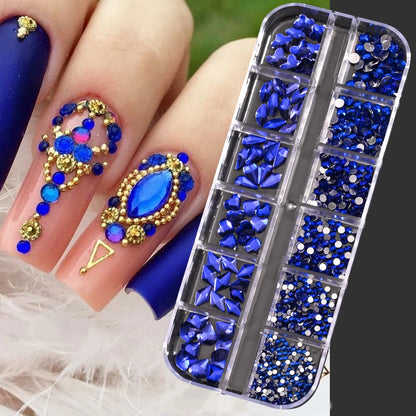Crystal AB Rhinestone Nail Art Kit 12 Grid