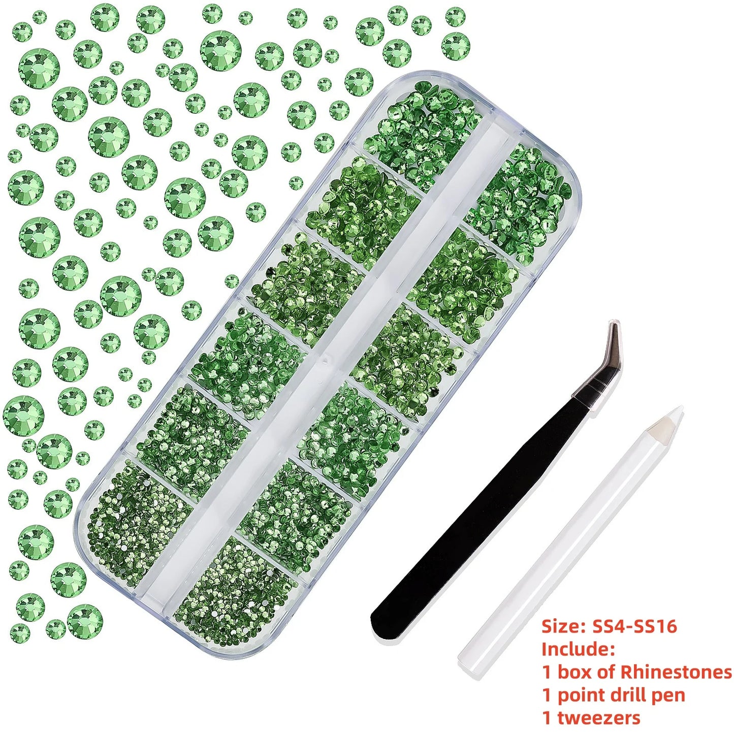 Crystal AB Rhinestone Nail Art Kit 12 Grid