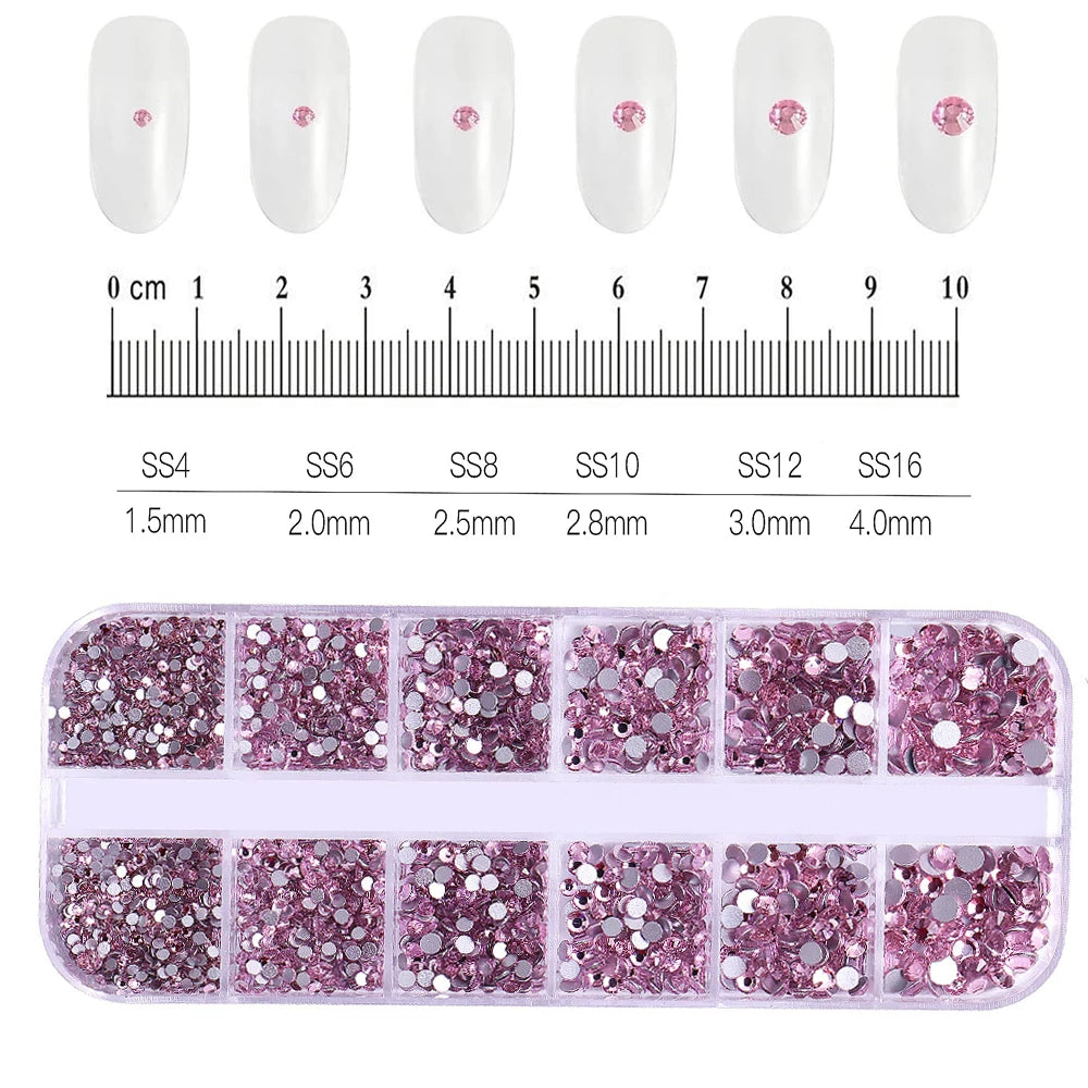 Crystal AB Rhinestone Nail Art Kit 12 Grid