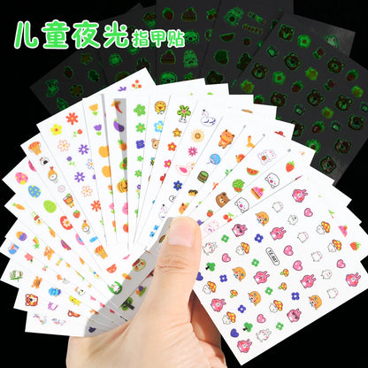 20Pcs Cartoon Luminous Kids Stickers Kawaii Self-Adhesive Nail Decals  Glow Bunny Eggs Chick Slider for Nails Decor DIY Manicure