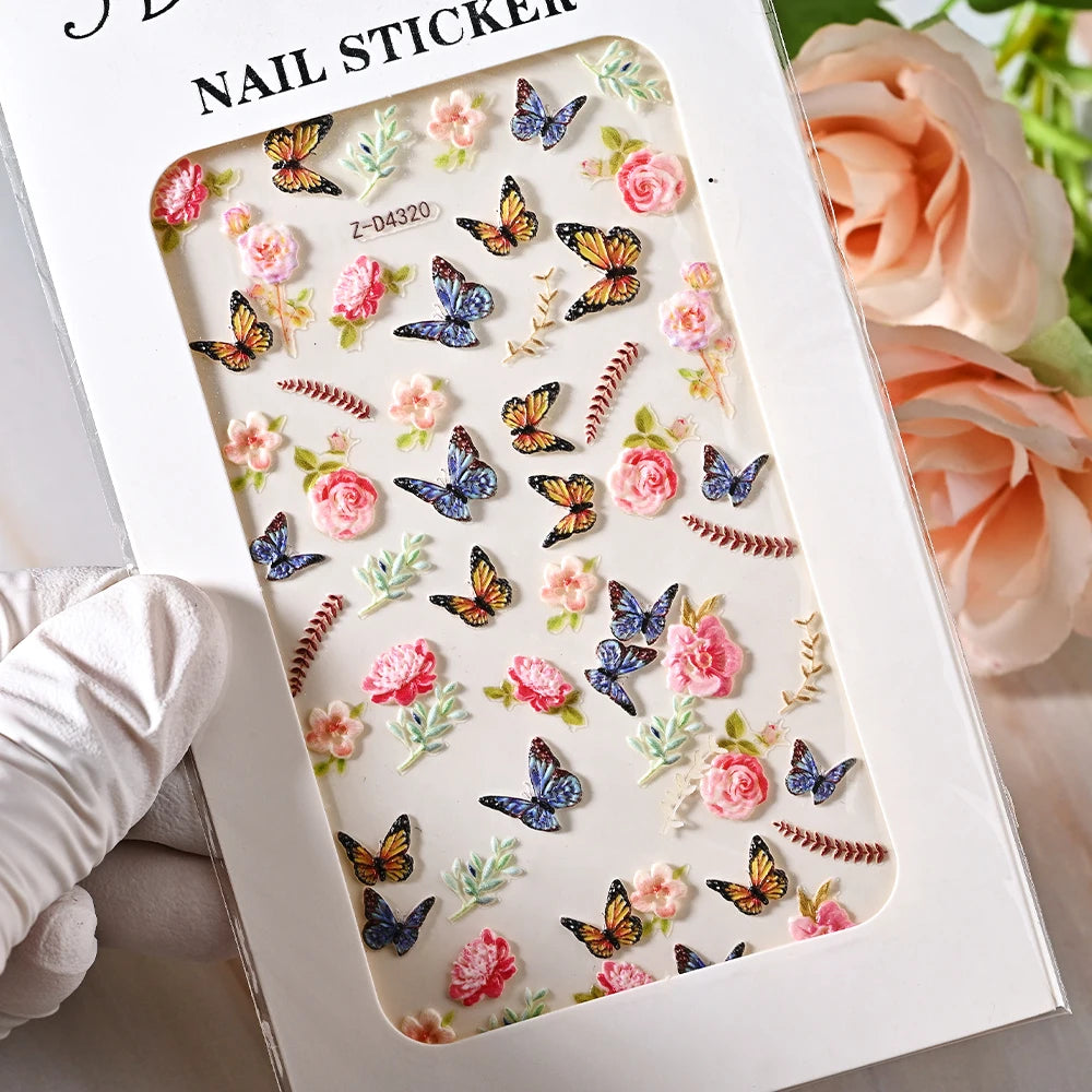 5D Sea Nail Art Stickers Embossed Self-Adhesive Ocean Beach Style Nail Slider Kawaii Starfish/Shell/Coral Reef Decor Nail Decals