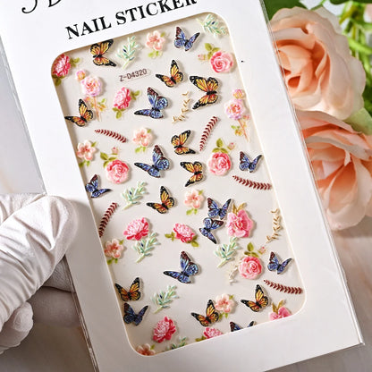 5D Sea Nail Art Stickers Embossed Self-Adhesive Ocean Beach Style Nail Slider Kawaii Starfish/Shell/Coral Reef Decor Nail Decals