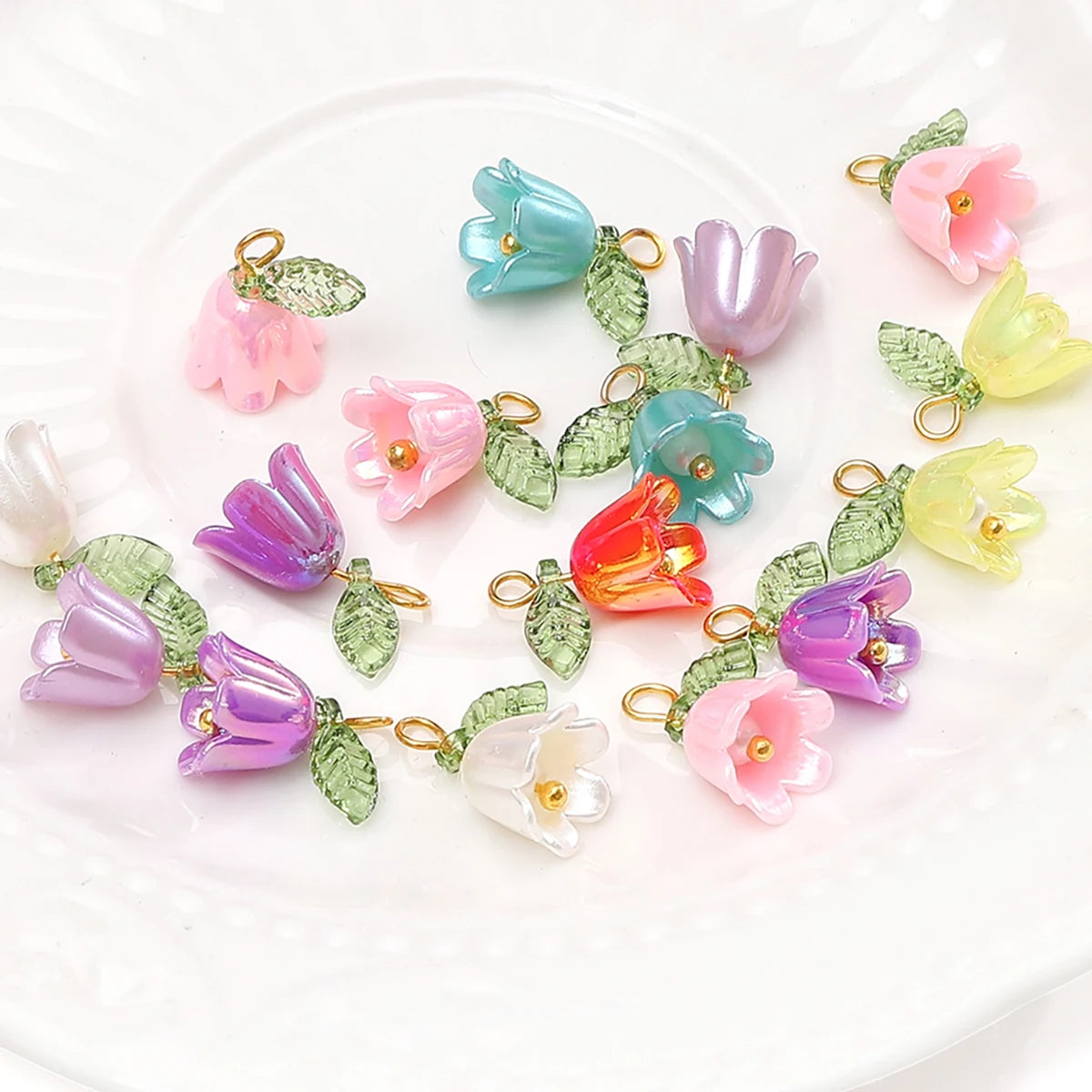 Lily Valley Flower Bud Acrylic Beads