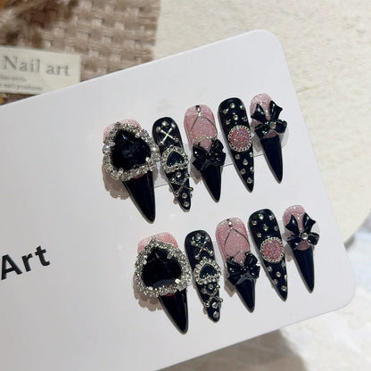 Blue Heart Stiletto Press-On Nails