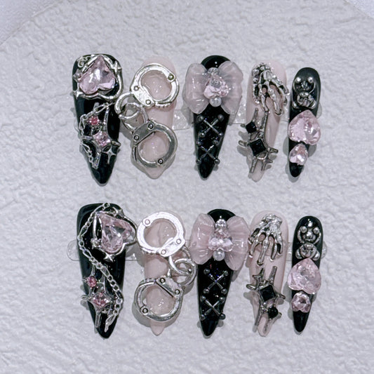Blue Heart Stiletto Press-On Nails