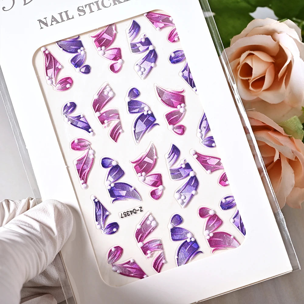 5D Sea Nail Art Stickers Embossed Self-Adhesive Ocean Beach Style Nail Slider Kawaii Starfish/Shell/Coral Reef Decor Nail Decals