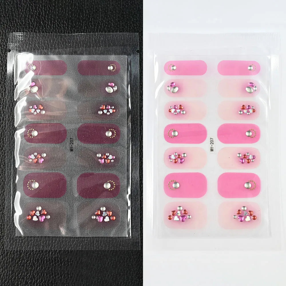 59 Style of Nail Stickers 1Sheet Rhinestones Fashion Nail Wraps Self Adhesive Manicure Decoracion DIY Full Cover Nail Sticker#5-