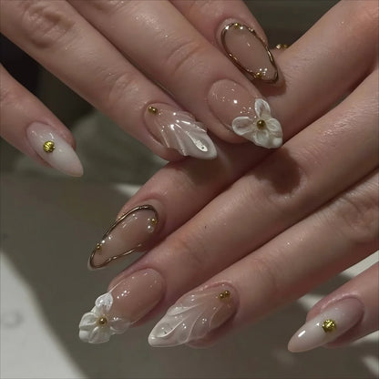 Pearl Starlight Almond Nails