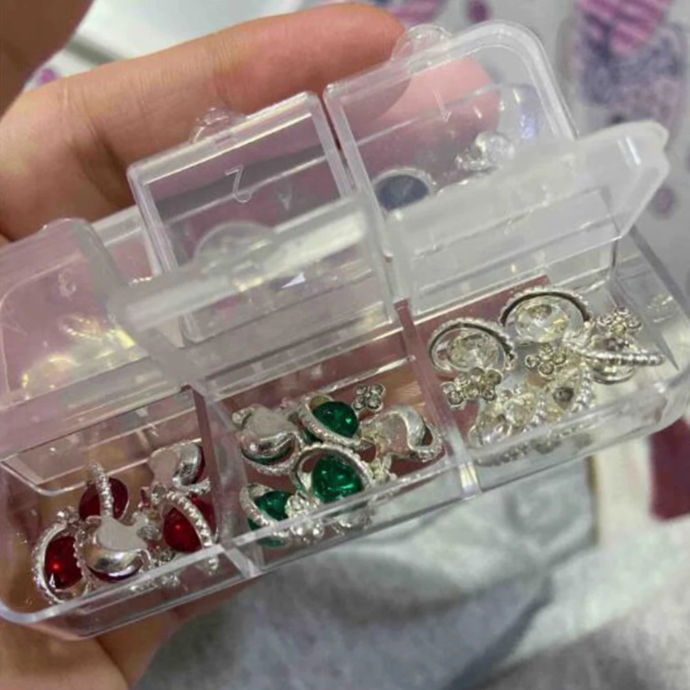 About 24Pcs/Box Mixed Designer Gems Nail Charms 10-15mm Luxury Parts Jewelry Y2K Planet Bow Hearts Rhinestones Nails Decoration*