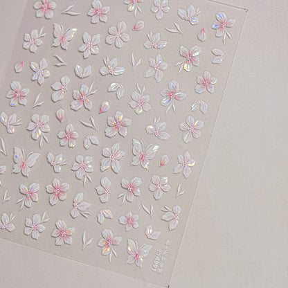 Colorful Floral Nail Art Sticker Summer Garden Motifs Juicy Flower Petals Dimensional Botanical Patterns Adhesive Manicure Decal
