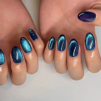 Blue Gradient Cat Eye Press-On Nails