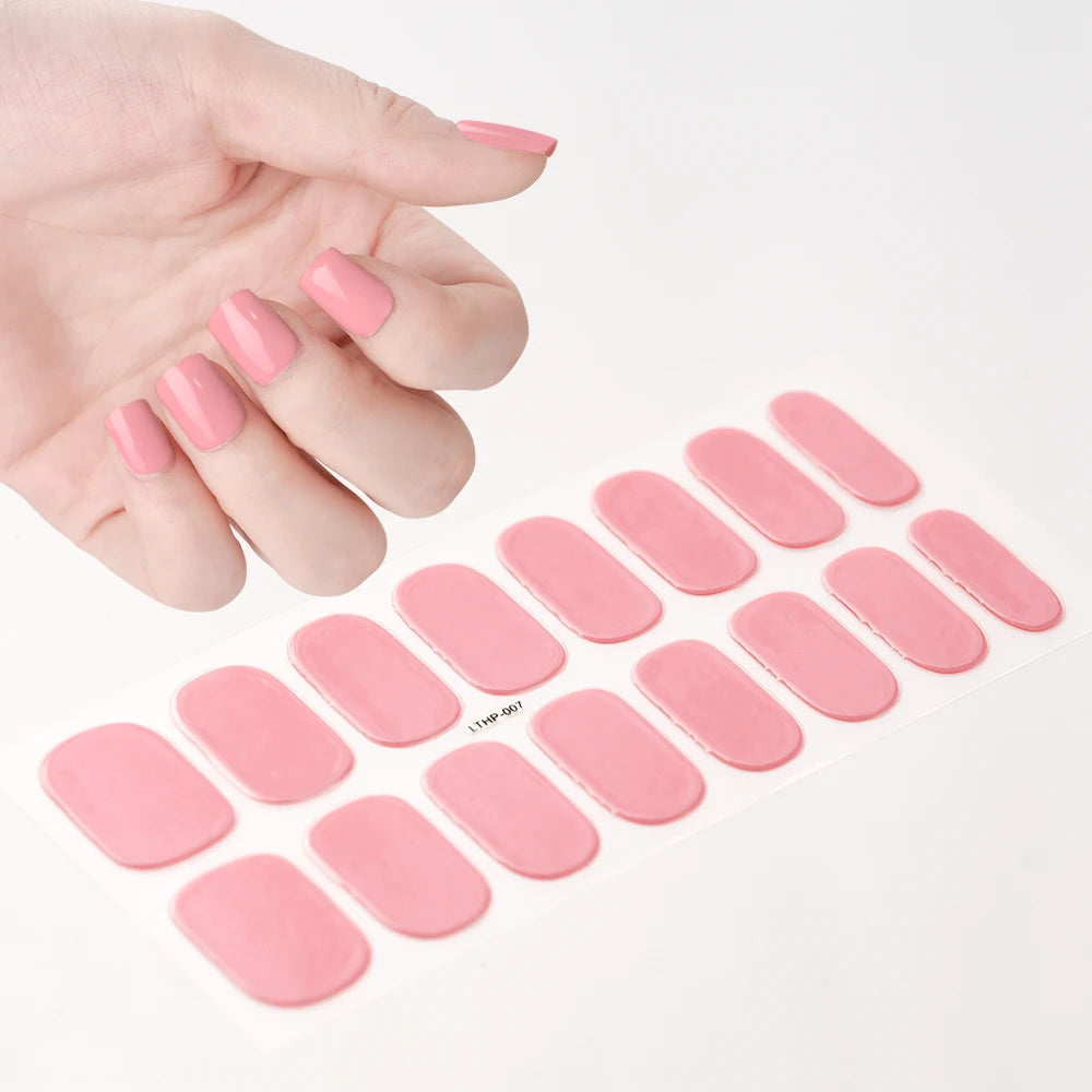 Clear Semi Cured Gel Nail Stickers infused Transparent Gel Polish Slider UV lamp Cured Extended Nails Tip Strips DIY Manicure*T1