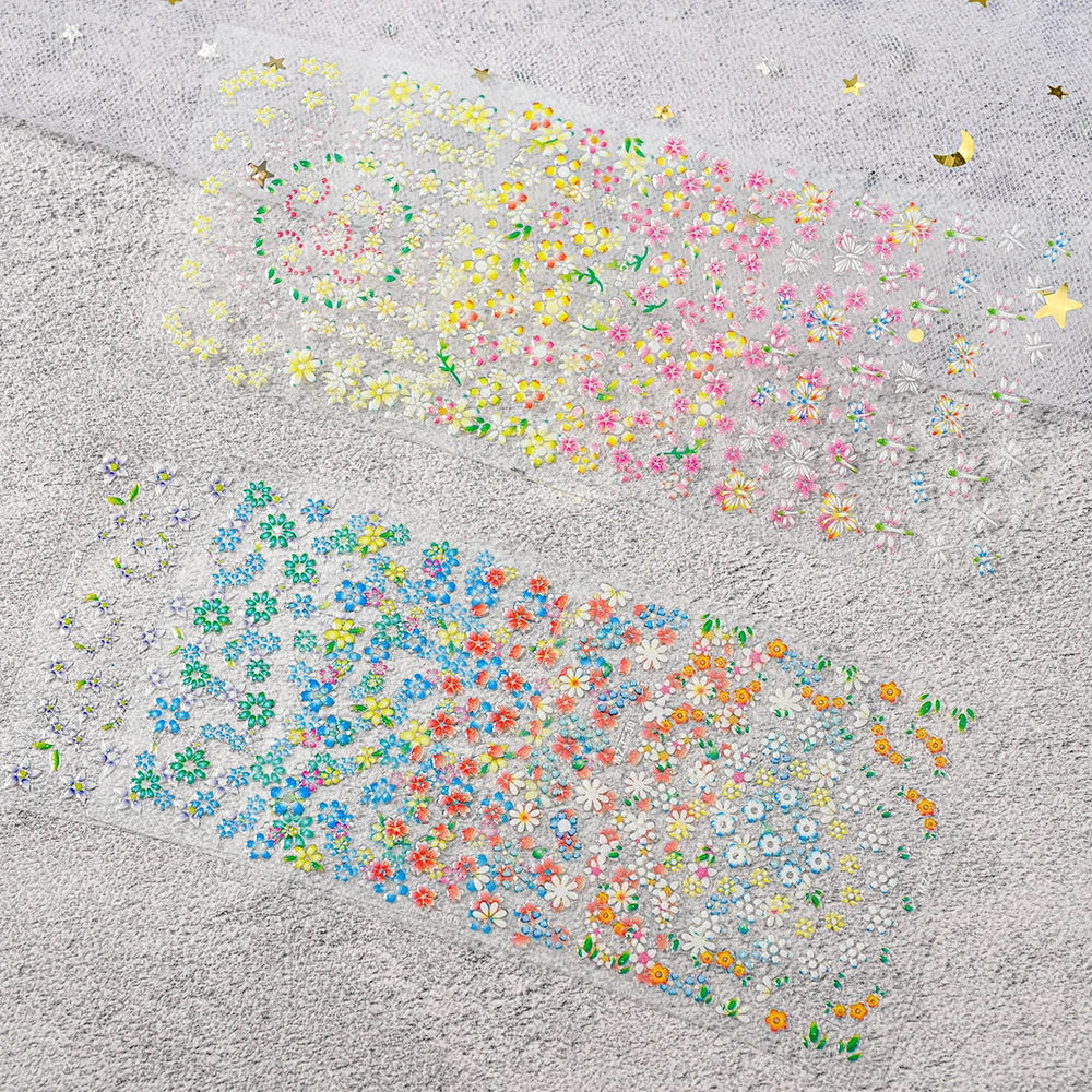 30 Sheets Y2K 3D Flower Nail Art Stickers Self-Adhesive Nail Art Decals 30Style Spring Summer Flower Slider For Manicure Decora*