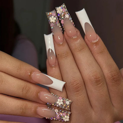 Leopard Cherry Rhinestone Press-On Nails