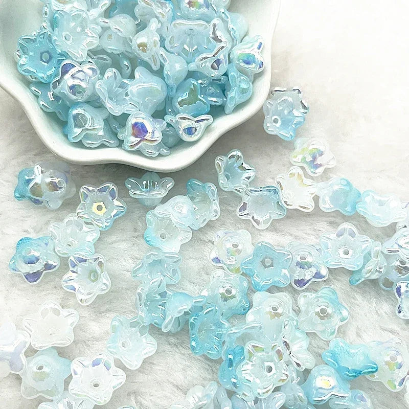 Gradient Bellflower Acrylic Bead Caps 50pc