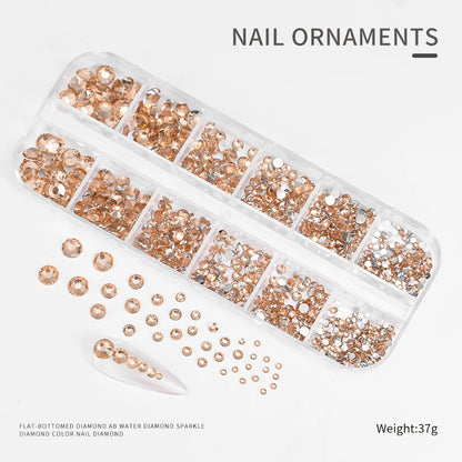 Crystal AB Rhinestone Nail Art Kit 12 Grid