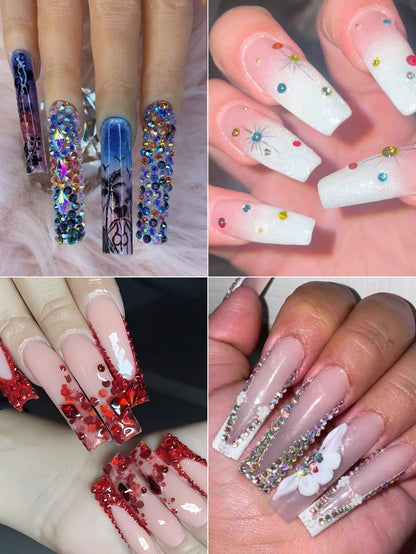 AB Color Diamond Nail Charms 12 Color Set