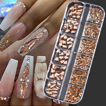 Crystal AB Rhinestone Nail Art Kit 12 Grid