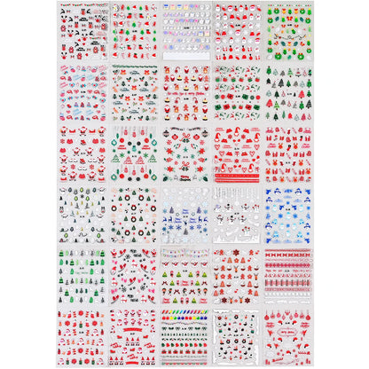 (30Pcs)Merry Christma Nail Sticker 3D Sliders Deer Santa Claus Decals New Year Nails Decor Stickers For DIY Manicure Accessories